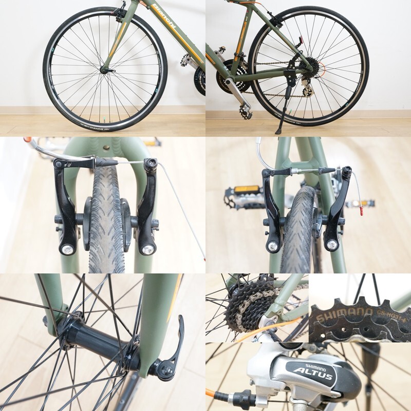 前ダ：【Bianchi/ビアンキ】C SPORT 1 カメレオンテスポーツ クロスバイク サイズ47 マットミリタリーグリーン 3×8S 自転車 サイクリング_画像7