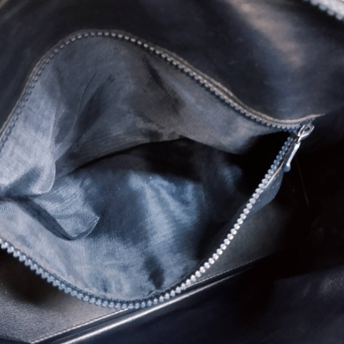 【D13141】難ありジャンク　CELINE　ハンドバッグ　ミニボストンバッグ　マカダム柄　レザー　ネイビー_画像8