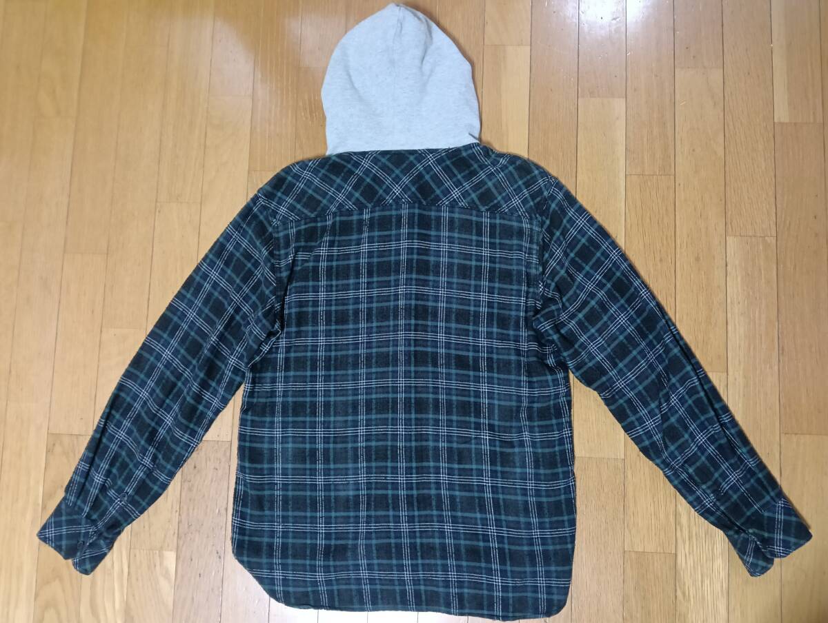 BEAMS ビームス フード付きチェックシャツ 切り替え メンズL☆パーカ ネルシャツ_画像3