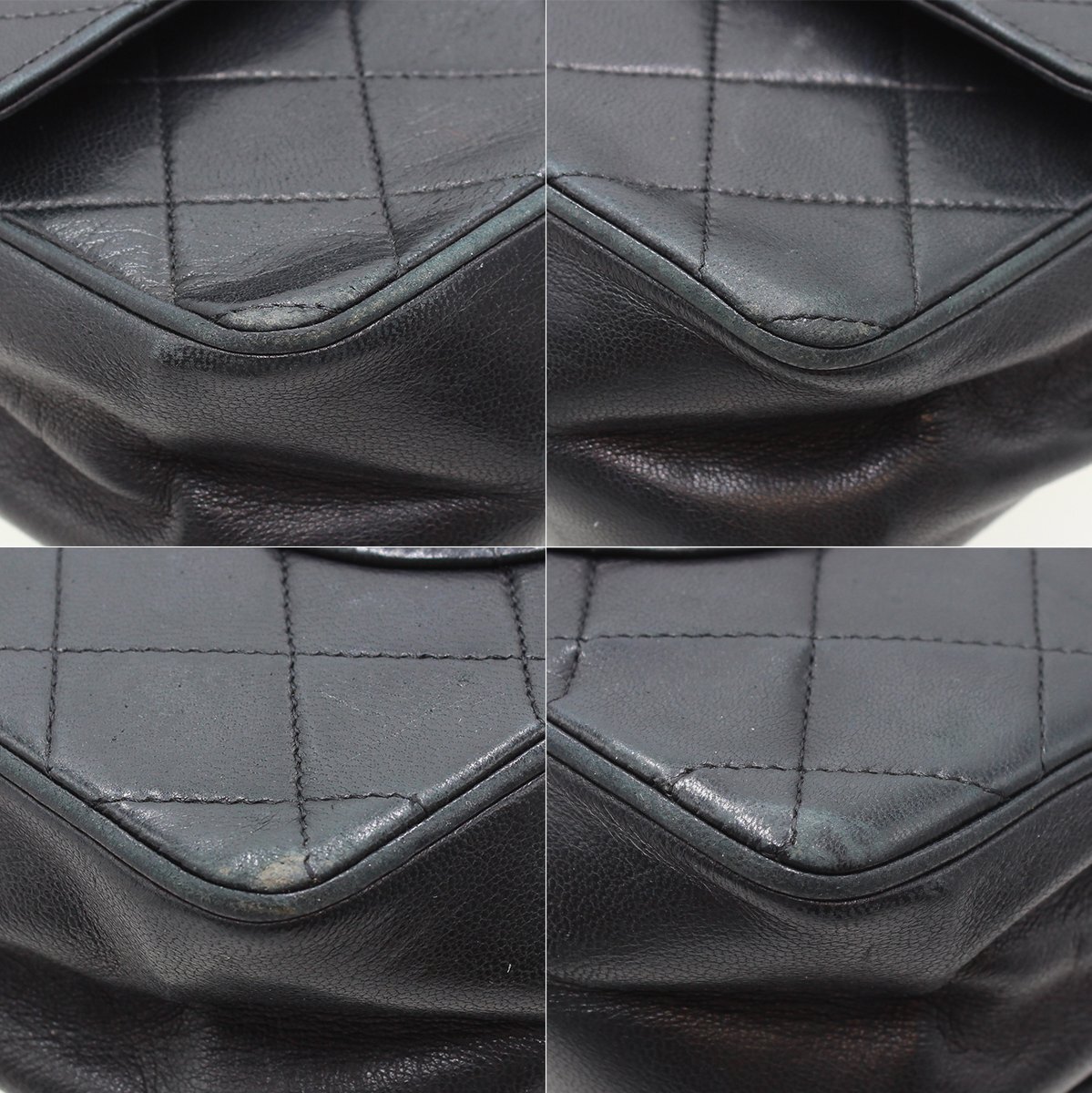 ★R2188 シャネル マトラッセ ダブルフラップ ターンロック チェーンショルダーバッグ 25cm ブラック×ゴールド金具 ヴィンテージ CHANEL★_画像7