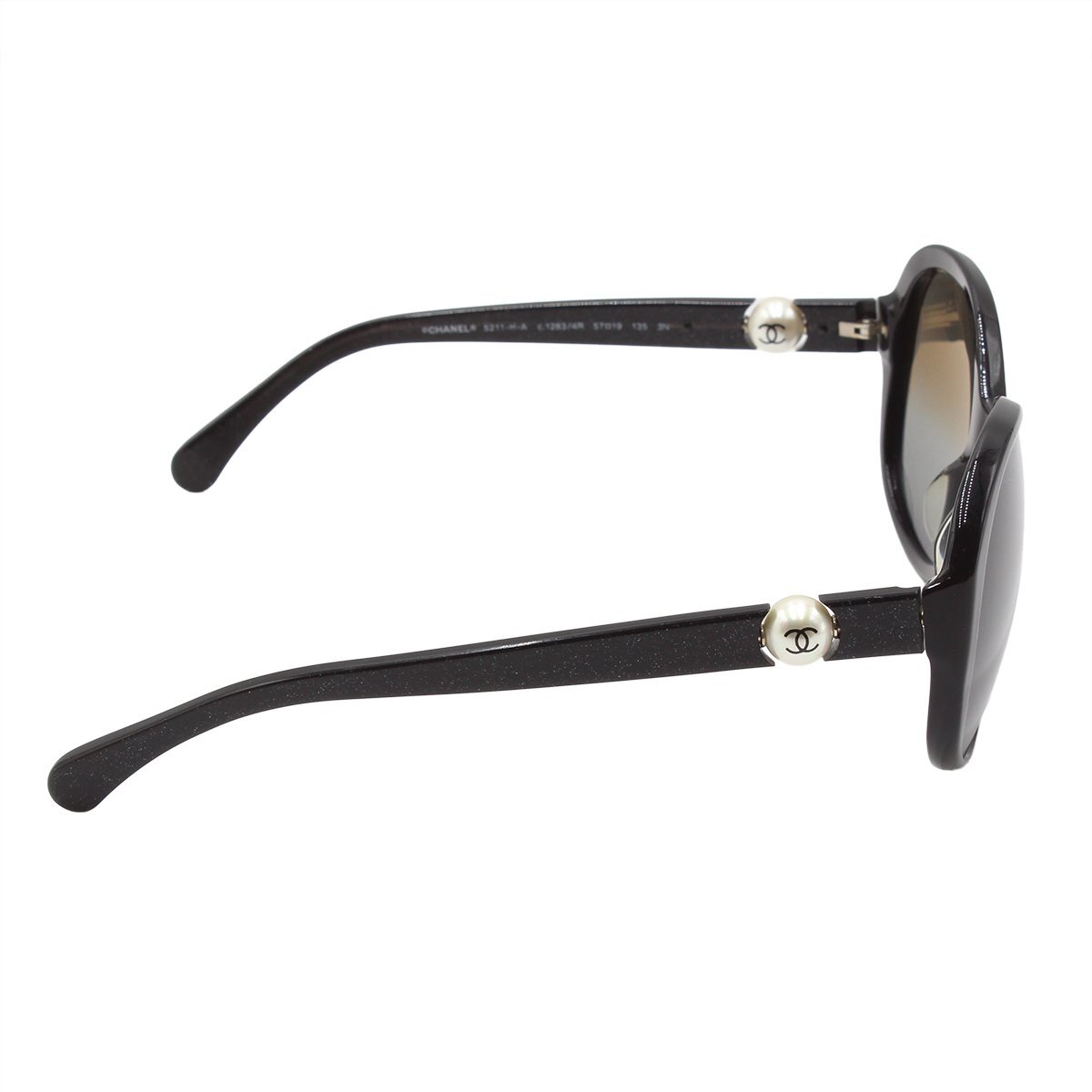 ★R2331 シャネル ココマーク×フェイクパールモチーフ ラメ入り グリッター サングラス 5211-H-A ブラック CHANEL レディース★_画像4