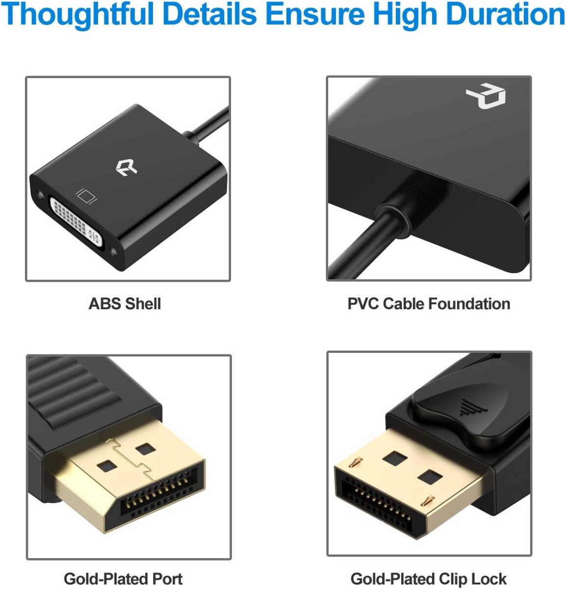 Rankie Displayport（オス）-DVI（メス） 変換アダプター 1080P ブラック_画像3
