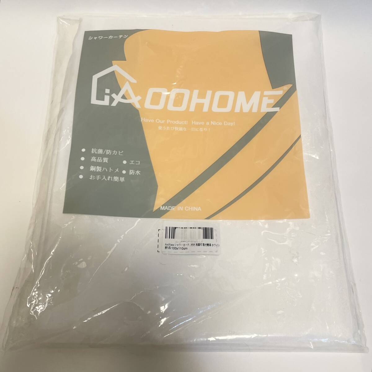 AooHome シャワーカーテン 小窓 目隠し 防水 短め 防カビ ユニットバス 浴室窓 お風呂窓 80cm丈 カフェカーテン 無地 140cm幅 ホワイト_画像7