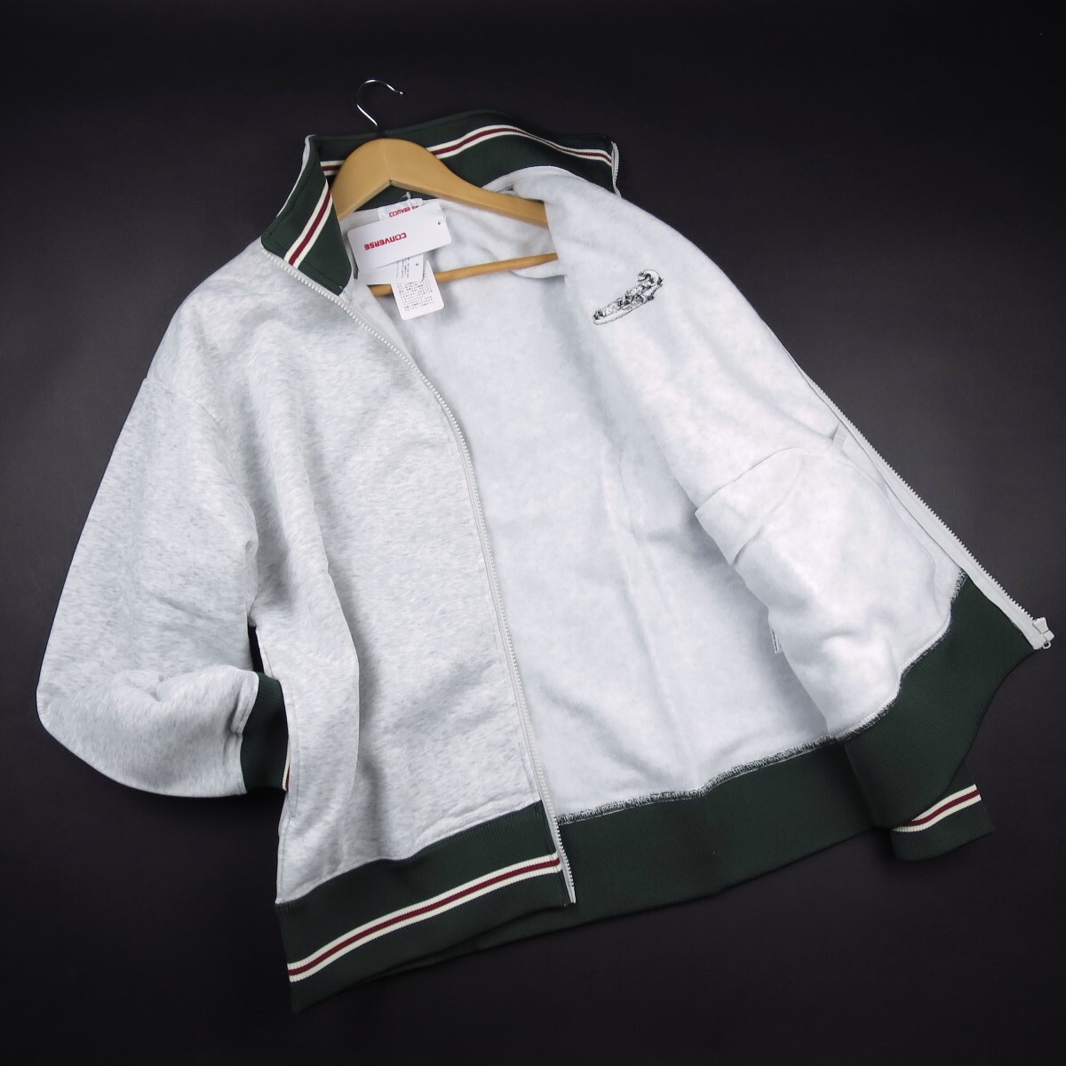 新品 ★ CONVERSE コンバース ジャージ トラックジャケット レトロロゴ刺繍 裏起毛 7005 /90灰/【L】CONVERSE刺繍_画像5