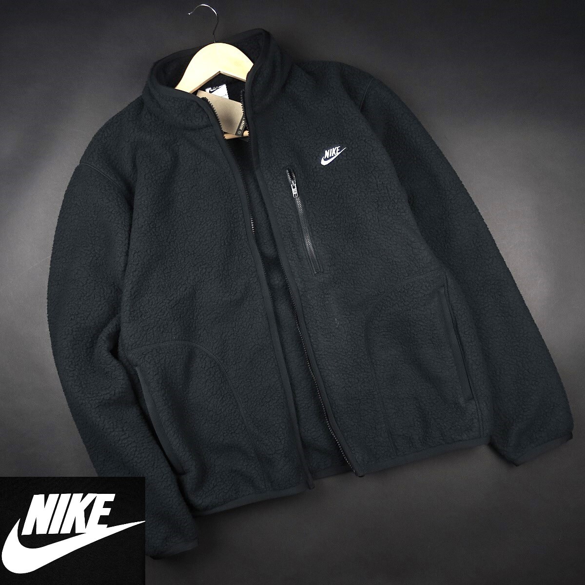 新品 ★ NIKE ナイキ クラブ フリース フルジップ ボア ジャケット 889/010黒/【XL】¥15,950_画像1