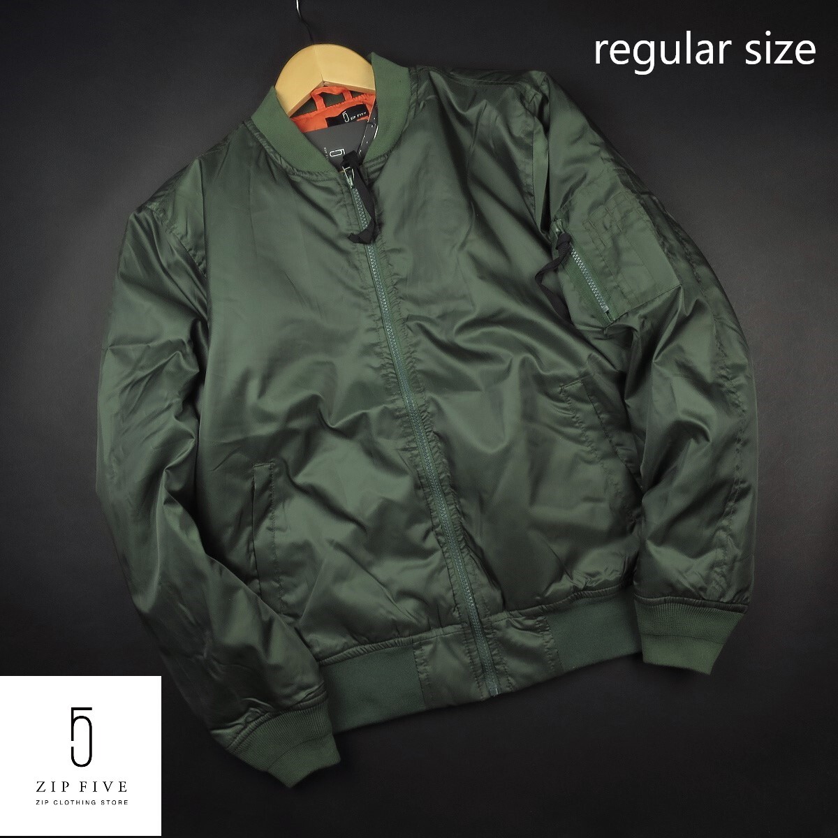 新品 ★ ZIP FIVE ジップファイブ レギュラーサイズ MA-1 ミリタリー フライト ブルゾン ジャケット 003/オリーブ/【L】_画像2