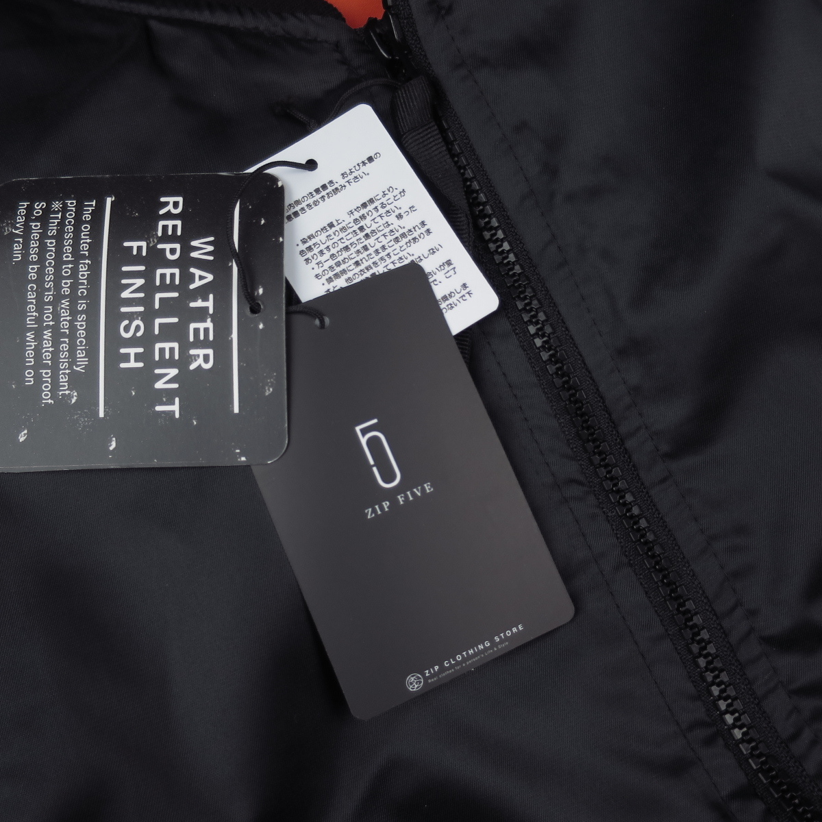 新品 ★ ZIP FIVE ジップファイブ レギュラーサイズ MA-1 ミリタリー フライト ブルゾン ジャケット 003/黒/【L】_画像6