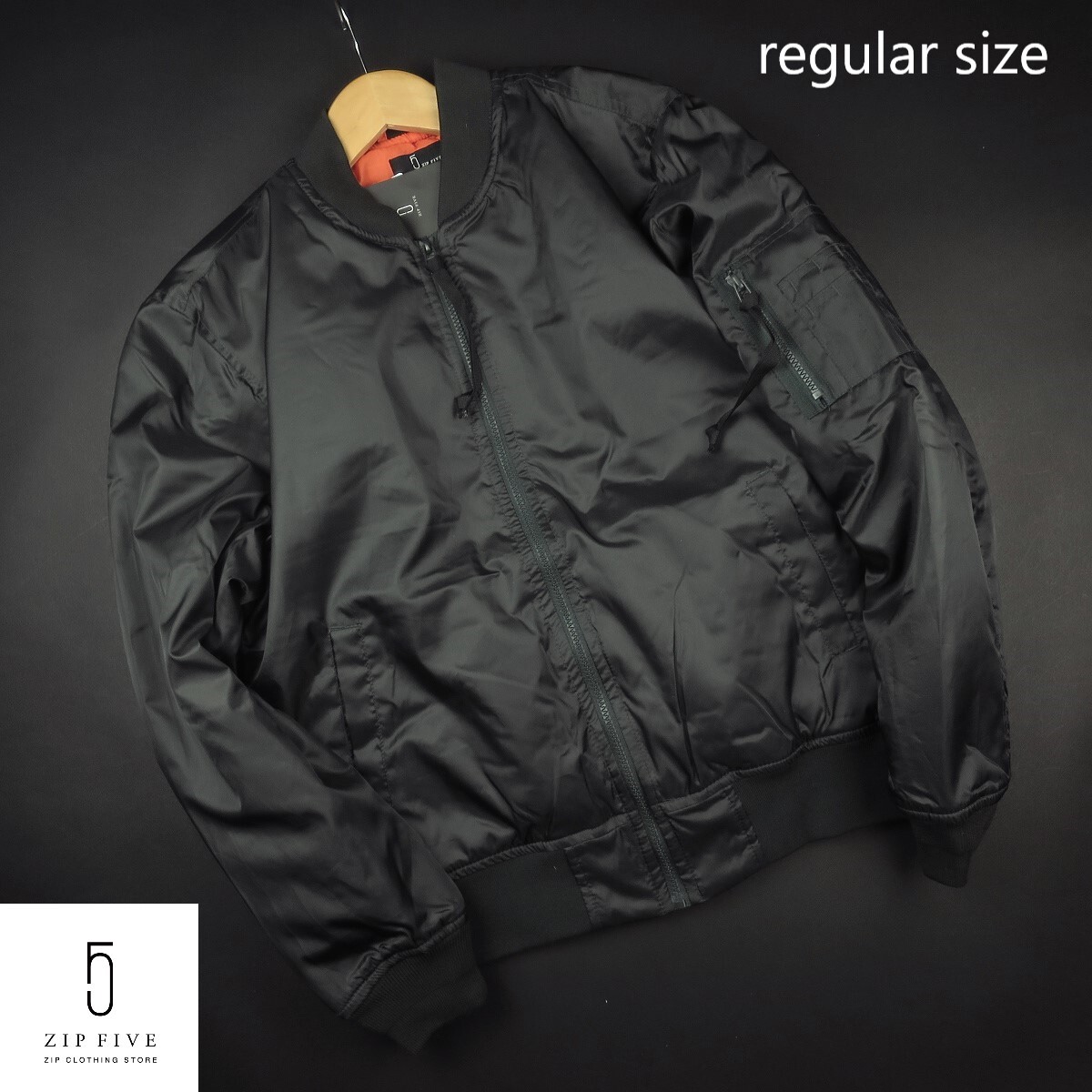 新品 ★ ZIP FIVE ジップファイブ レギュラーサイズ MA-1 ミリタリー フライト ブルゾン ジャケット 003/チャコール/【L】_画像1