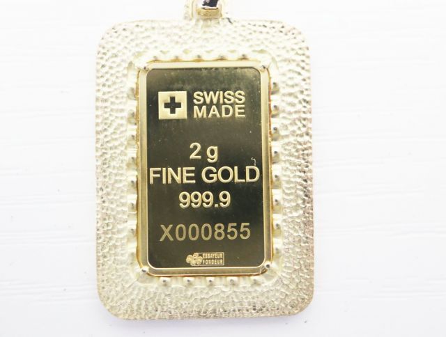 ペンダント K18 K24 インゴット スイス リバティ 6.1g イエローゴールド 18金 24金 アクセサリー 【中古】 ジュエリー_画像2