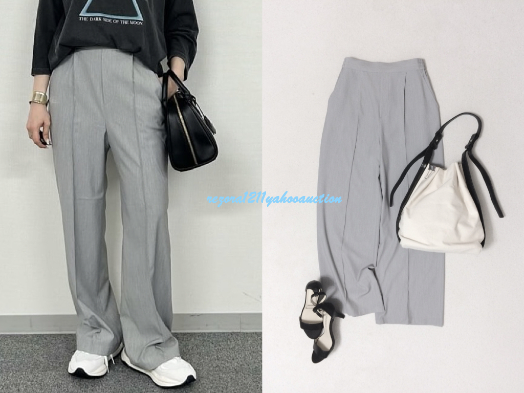 green label relaxing UNITED ARROWS ユナイテッドアローズ センターステッチ ドロスト イージー ワイド ストレート パンツ_画像1