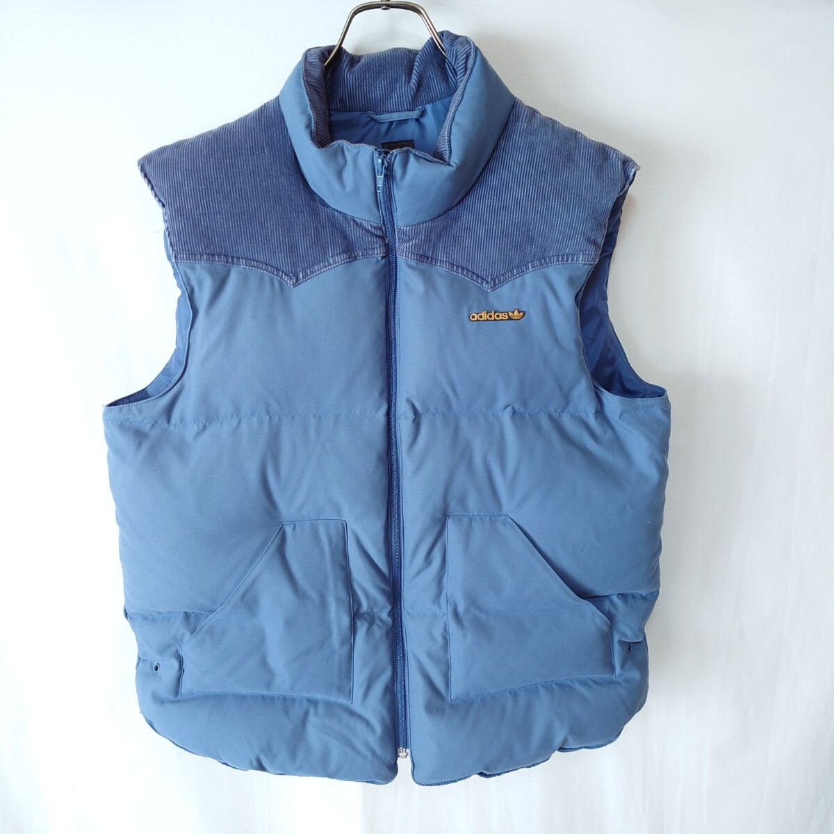 adidas アディダス ダウンベスト アウター トレフォイルロゴ サイズ50 メンズ 藍色系_画像1