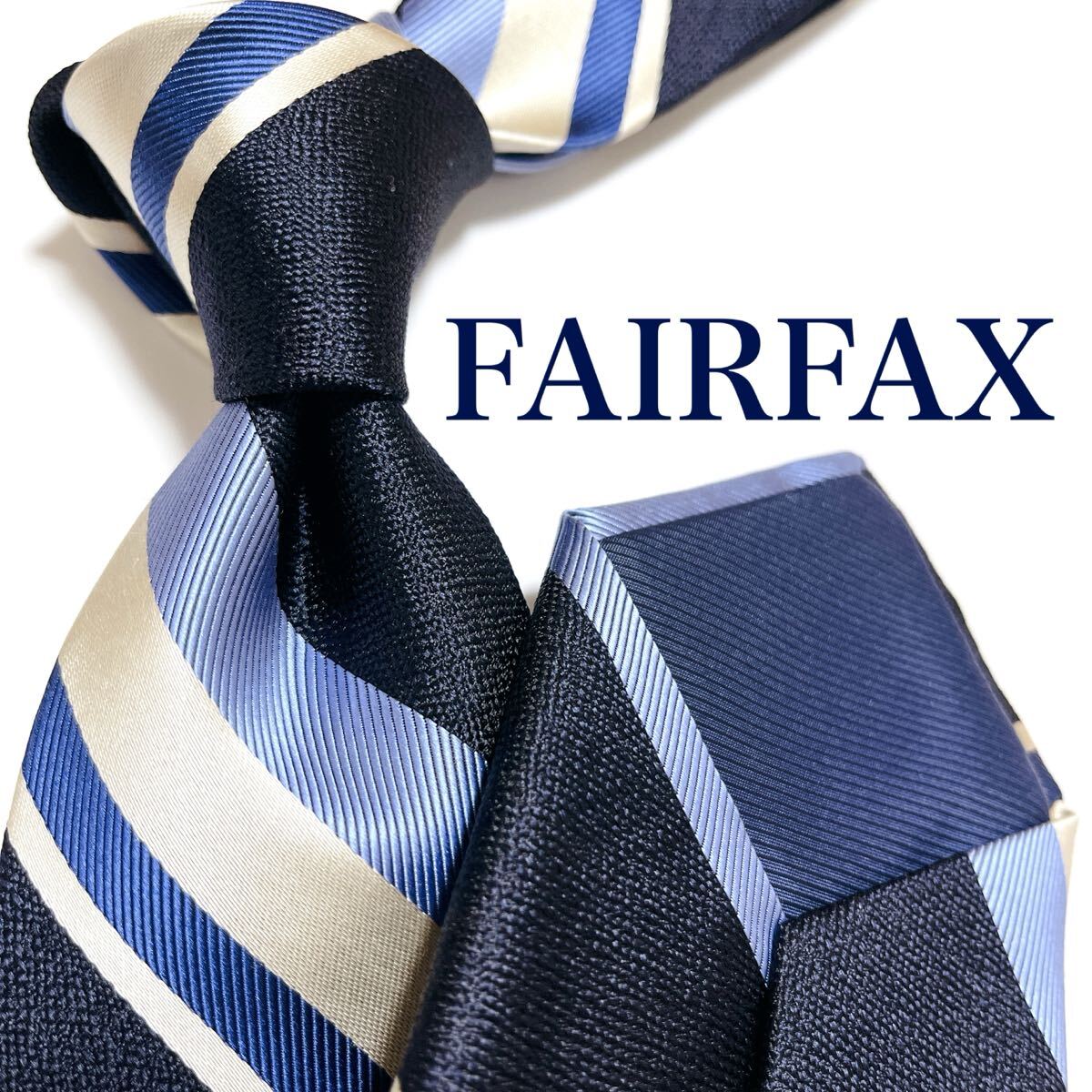 美品 フェアファクス ネクタイ ハイブランド レジメンタル ストライプ柄 光沢_画像1