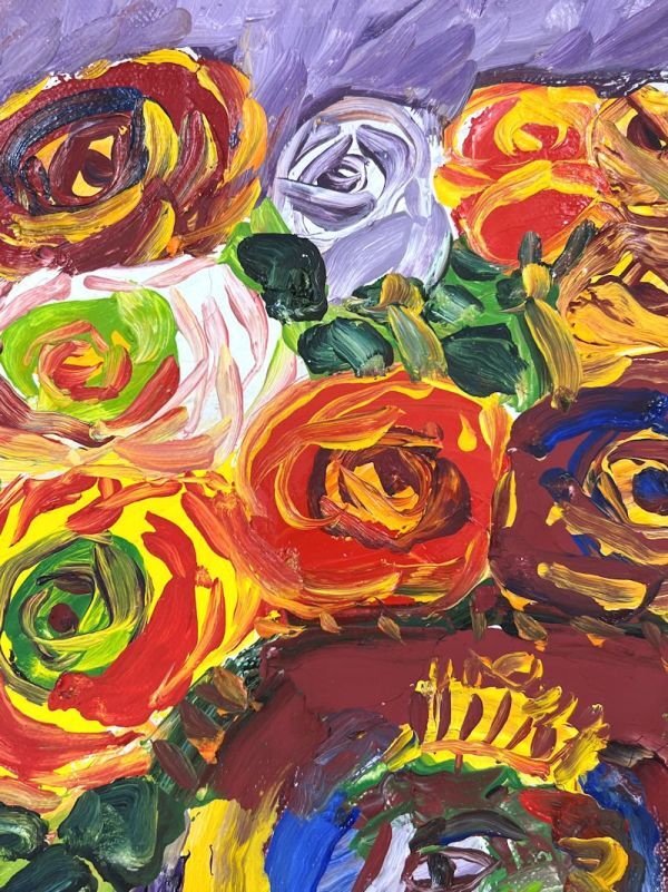 【FCP】 真作保証 野間仁根 油彩画４号 「薔薇」 一陽会員 師・中川紀元 h_画像9