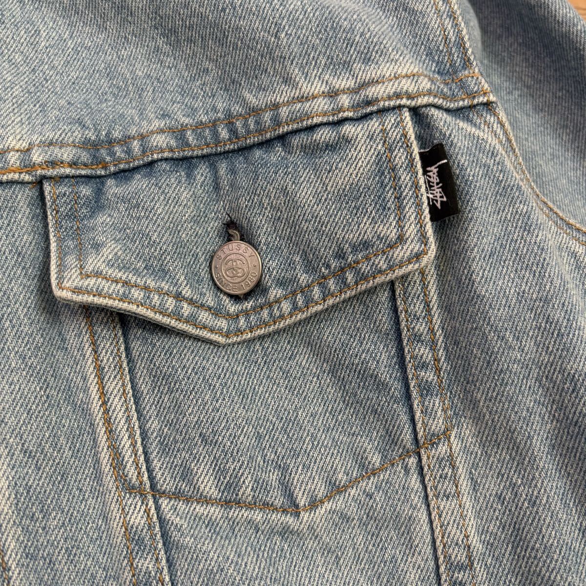【STUSSY】希少　USA製 デニムジャケット Gジャン ダブルSロゴ刻印　M_画像9