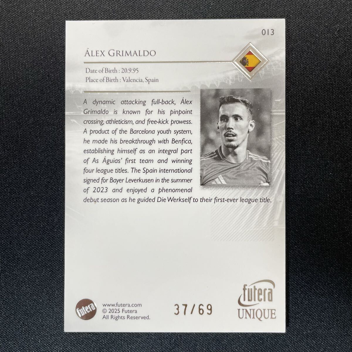 2025 Futera Unique Alejandro Grimaldo /69 アレハンドロ・グリマルド_画像2