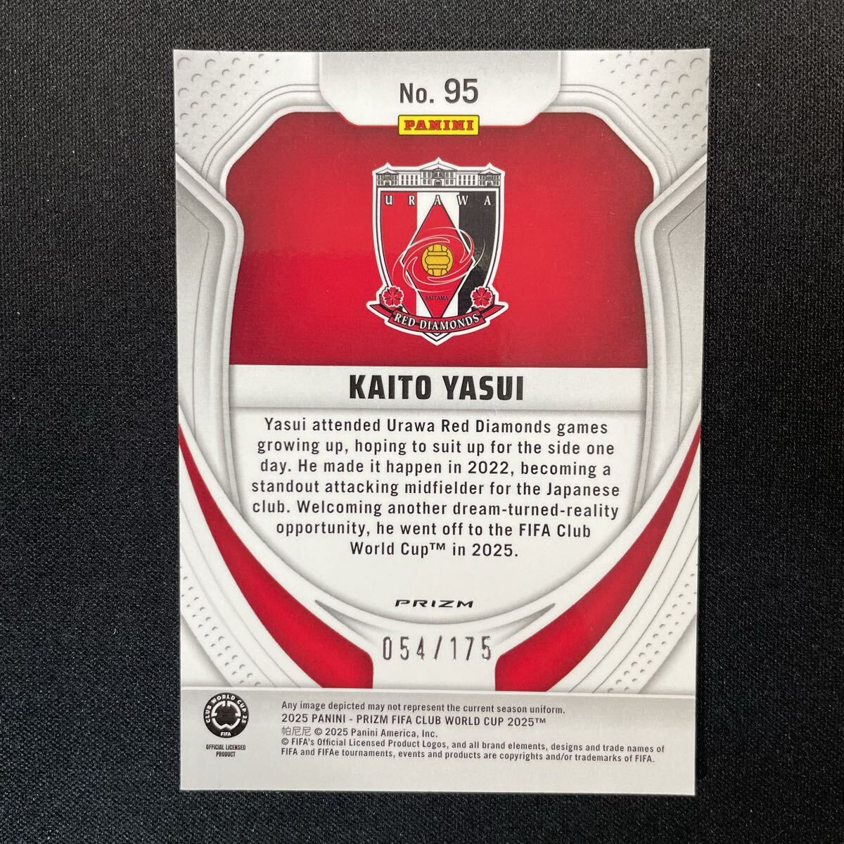 2025 Panini Prizm FIFA Club World Cup Kaito Yasui RC /175 浦和レッドダイヤモンズ 安居海渡_画像2