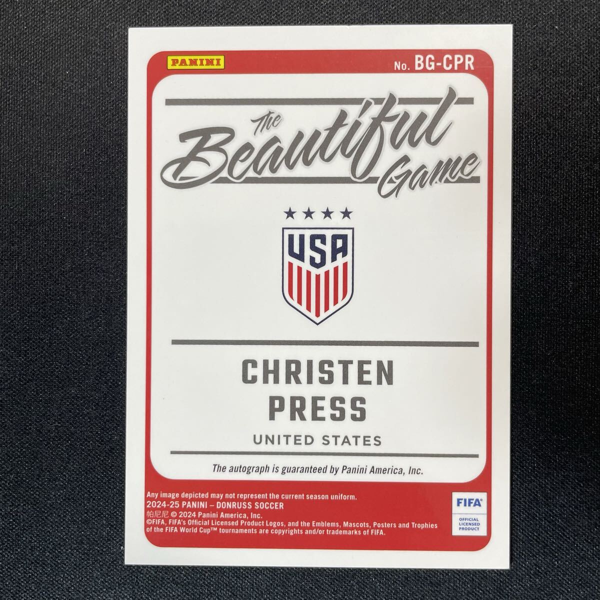 2024-25 Panini Donruss The Beautiful Game Christen Press Auto 直筆サインカード クリステン・プレス_画像2