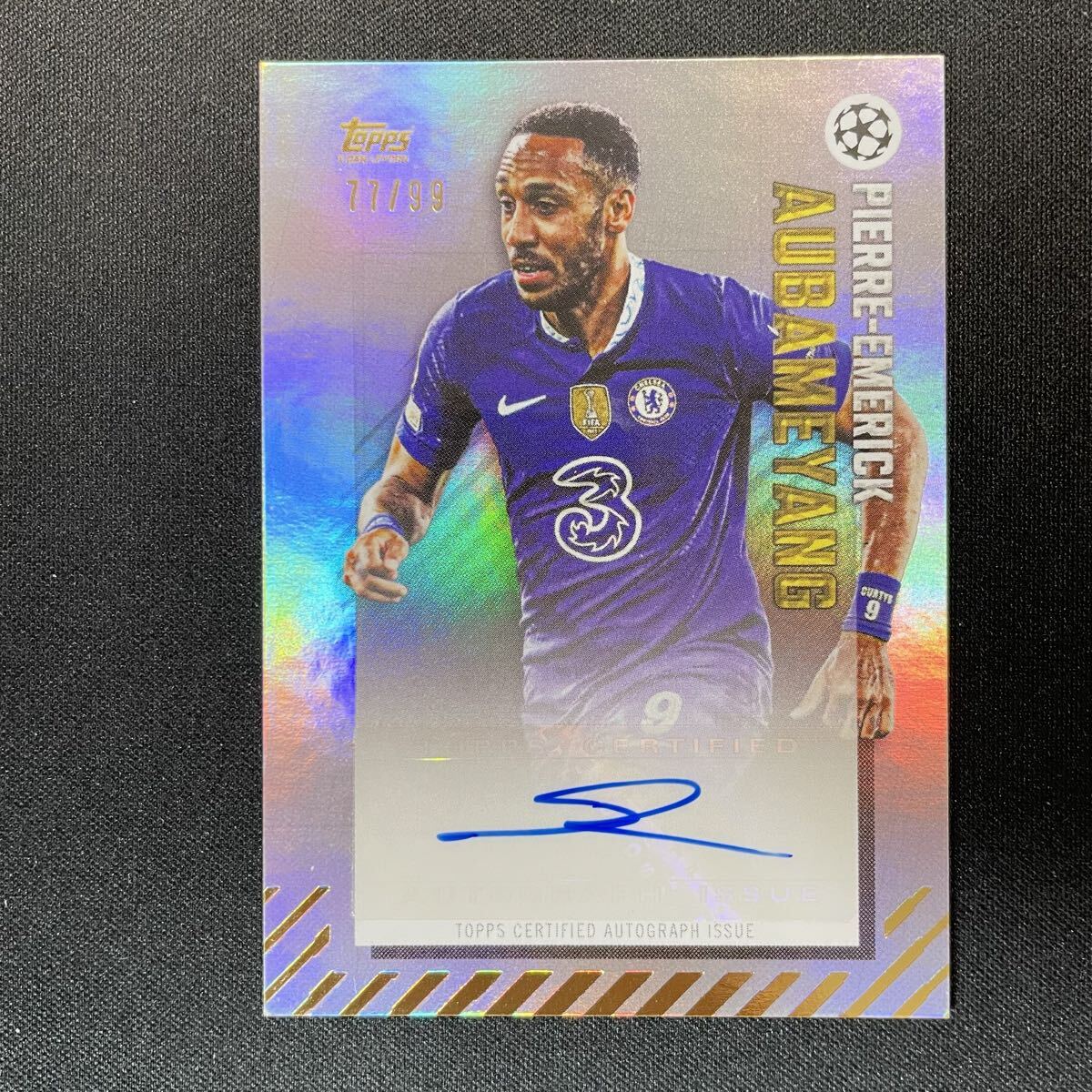 2023-24 Topps Gold UEFA Pierre-Emerick Aubameyang Auto Chelsea /99 直筆サインカード ピエール＝エメリク・オーバメヤン_画像1