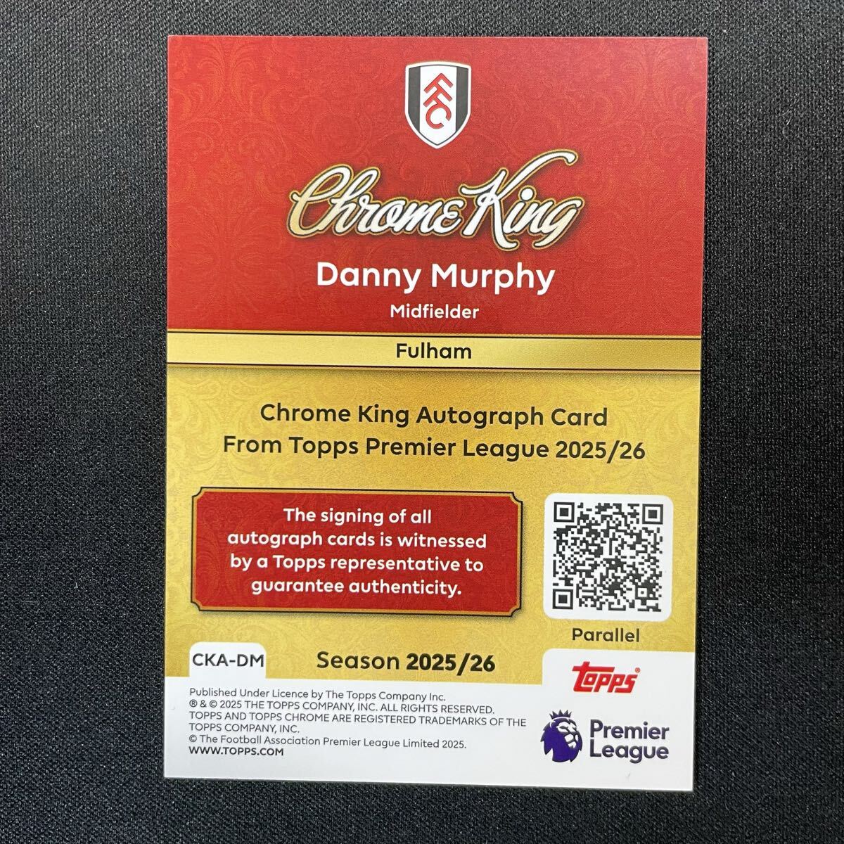 2025-26 Topps EPL Chrome King Danny Murphy Auto Fulham 直筆サインカード ダニー・マーフィー_画像2