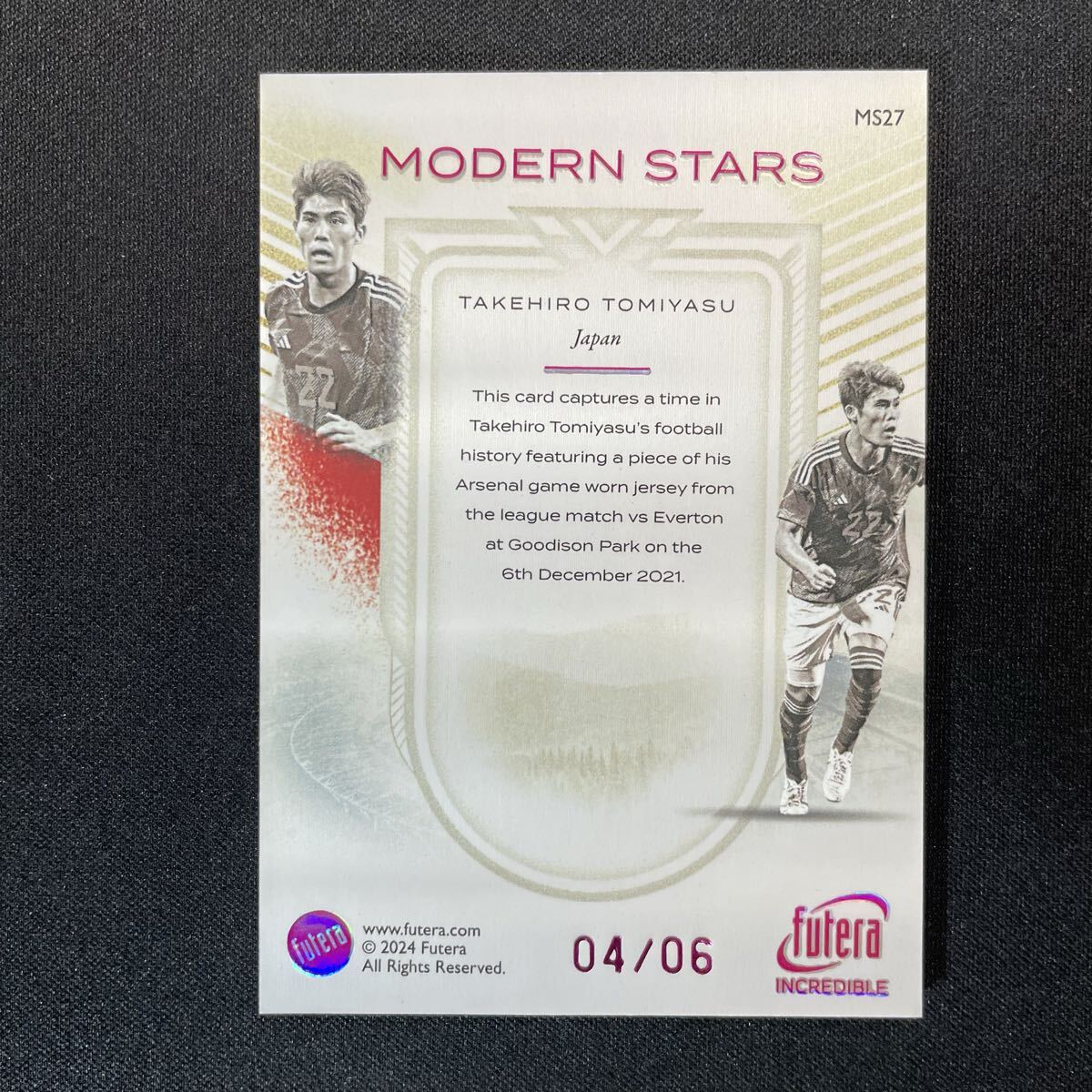 2024 Futera Incredible Modern Stars Takehiro Tomiyasu Game Worn Jersey /06 冨安健洋_画像2