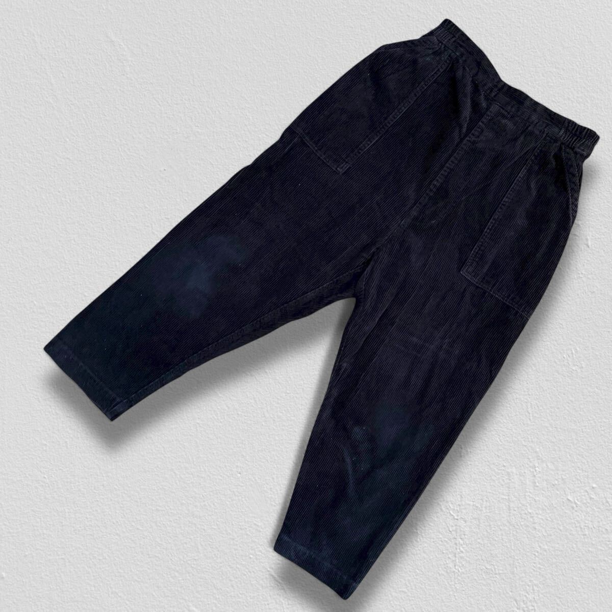 niko and… コーデュロイパンツ ネイビー 4 ●洗濯プレス済● ニコアンド ゆったり ウエストゴム 紺色 パンツ テーパード 古着/795_画像1