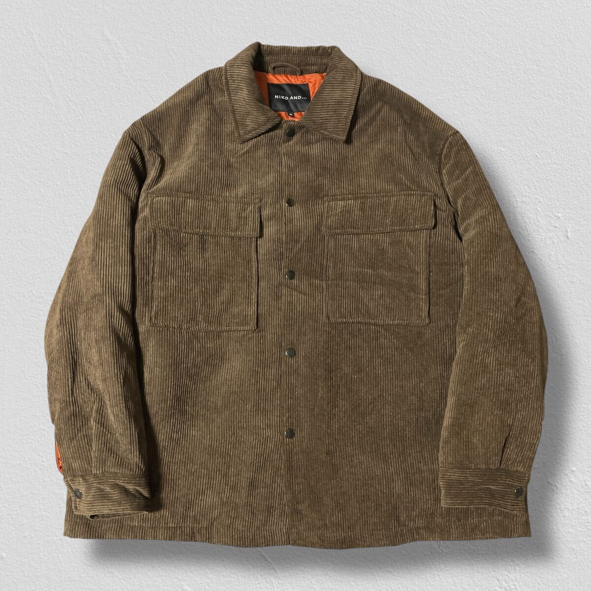 niko and… 中綿入りコーデュロイジャケット L ブラウン系 ●洗濯プレス済● ニコアンド キルティング裏地 コーデュロイ 冬 古着/828_画像1