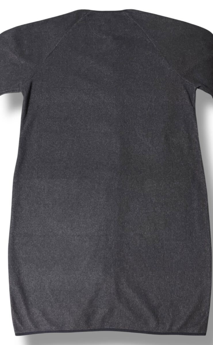 無印良品 ノーカラーフリースコート L チャコールグレー ●洗濯プレス済● MUJI 再生ポリエステル混 ロング丈 スナップボタン 古着/818_画像7