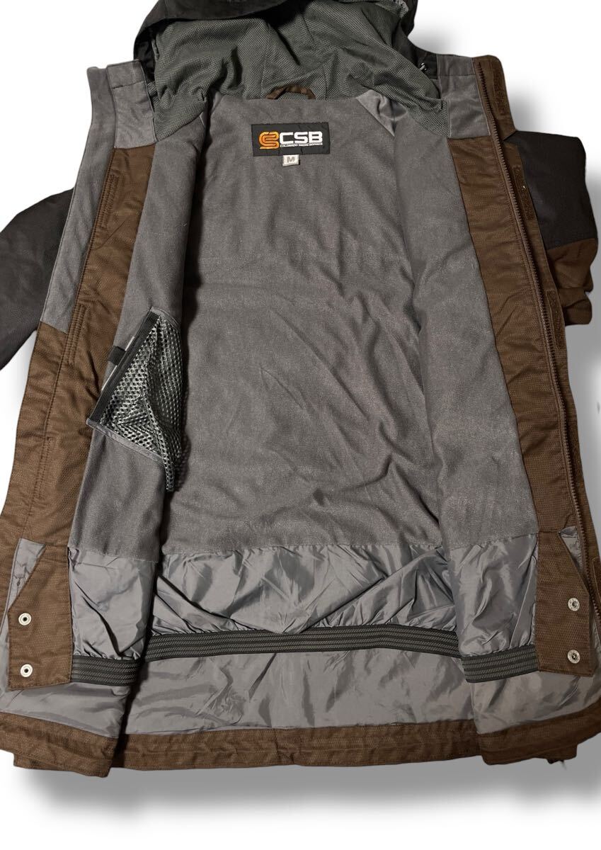CSB スノーウェアジャケット ブラック×ブラウン系 M ●洗濯プレス済● 中綿入り 防風 スキー スノボ ウィンタースポーツ 冬 古着/825_画像6