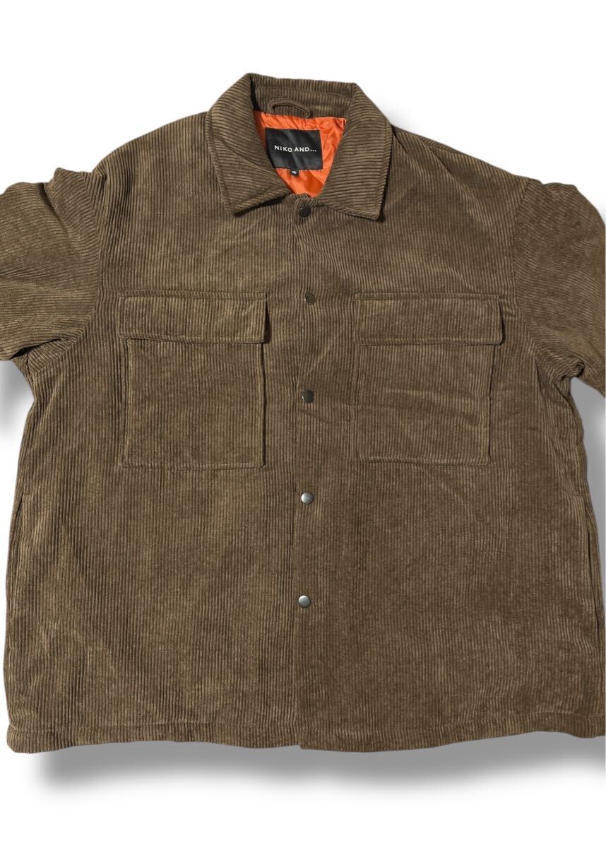 niko and… 中綿入りコーデュロイジャケット L ブラウン系 ●洗濯プレス済● ニコアンド キルティング裏地 コーデュロイ 冬 古着/828_画像2