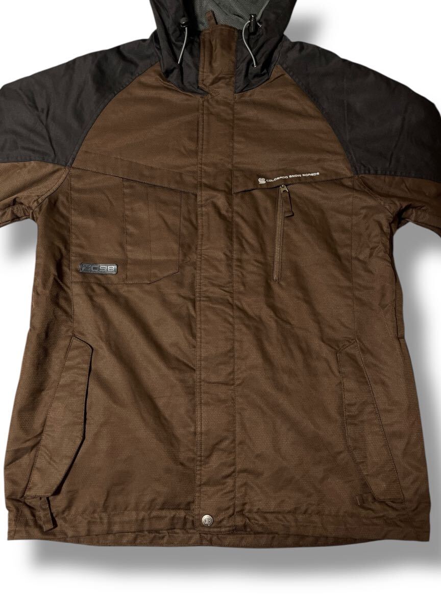 CSB スノーウェアジャケット ブラック×ブラウン系 M ●洗濯プレス済● 中綿入り 防風 スキー スノボ ウィンタースポーツ 冬 古着/825_画像2