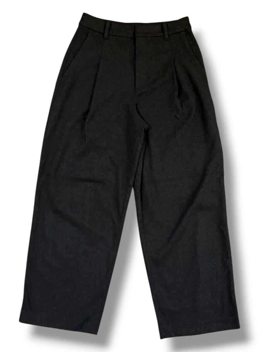 UNIQLO× COMPTOIR DES COTONNIERSコラボ ブラッシュドジャージータックワイドパンツ ダークグレー M ●洗濯プレス済● ユニクロ 古着/794_画像2