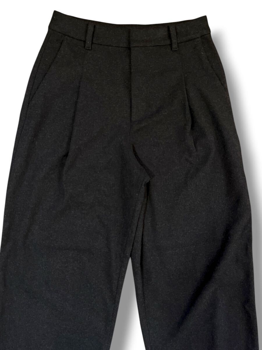 UNIQLO× COMPTOIR DES COTONNIERSコラボ ブラッシュドジャージータックワイドパンツ ダークグレー M ●洗濯プレス済● ユニクロ 古着/794_画像3