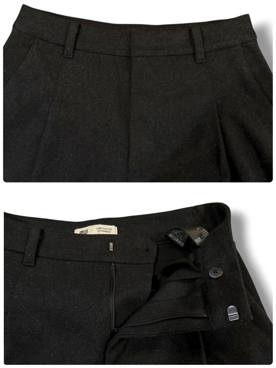 UNIQLO× COMPTOIR DES COTONNIERSコラボ ブラッシュドジャージータックワイドパンツ ダークグレー M ●洗濯プレス済● ユニクロ 古着/794_画像5
