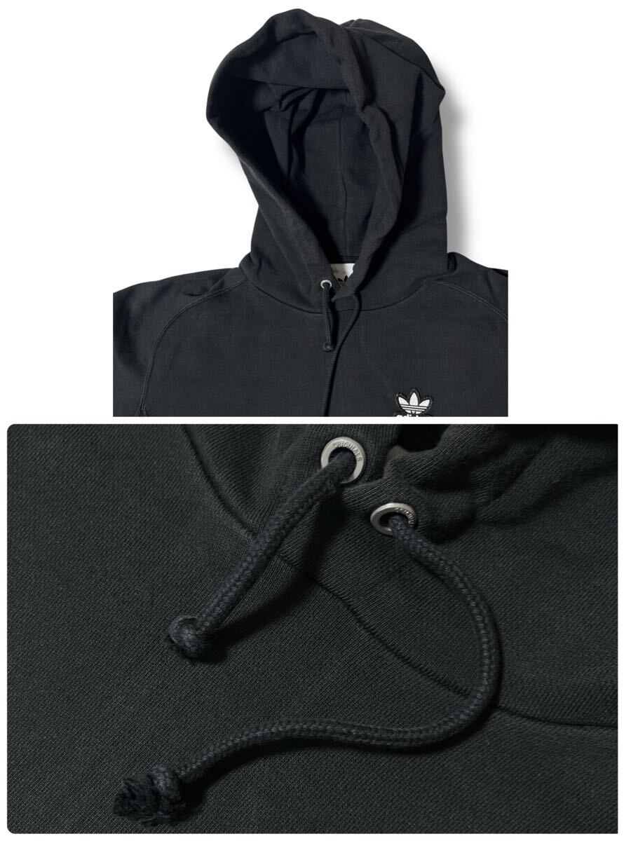 adidas フーディーパーカー ブラック XS(日本サイズS相当)●洗濯プレス済● アディダス 黒 スウェット プルオーバー 古着/798_画像3