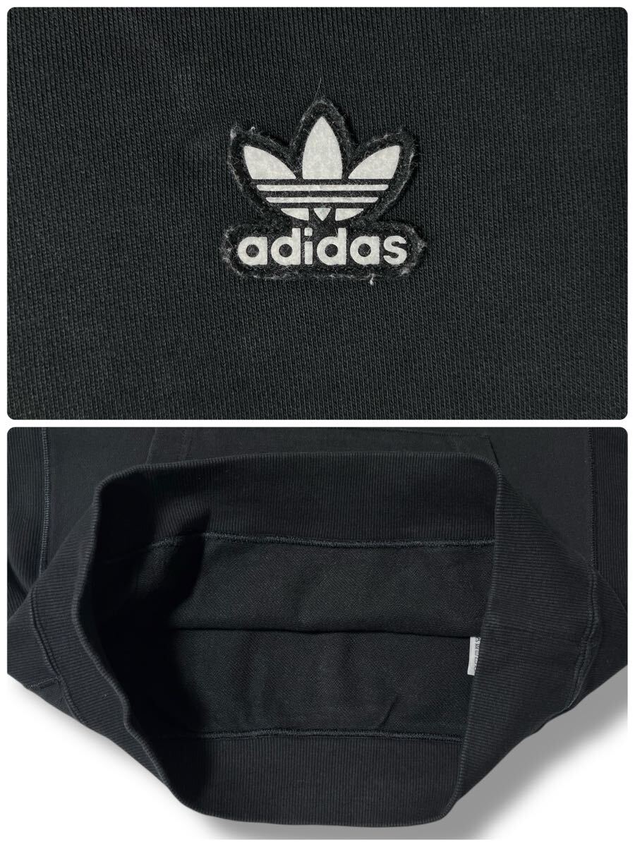 adidas フーディーパーカー ブラック XS(日本サイズS相当)●洗濯プレス済● アディダス 黒 スウェット プルオーバー 古着/798_画像6