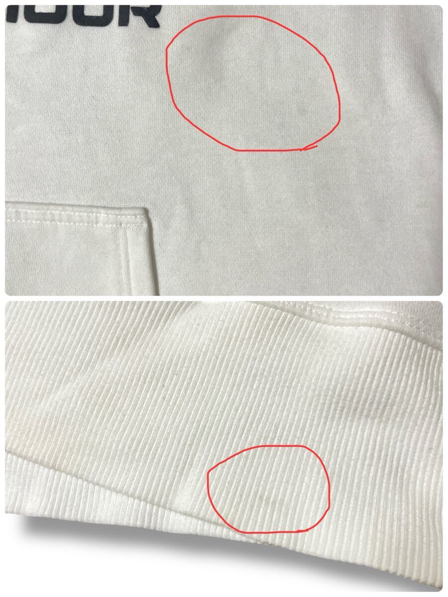 UNDER ARMOUR フーディー 裏起毛 ロゴ パーカー ホワイト XL ●洗濯プレス済● アンダーアーマー スウェット プルオーバー 白 古着/802_画像7