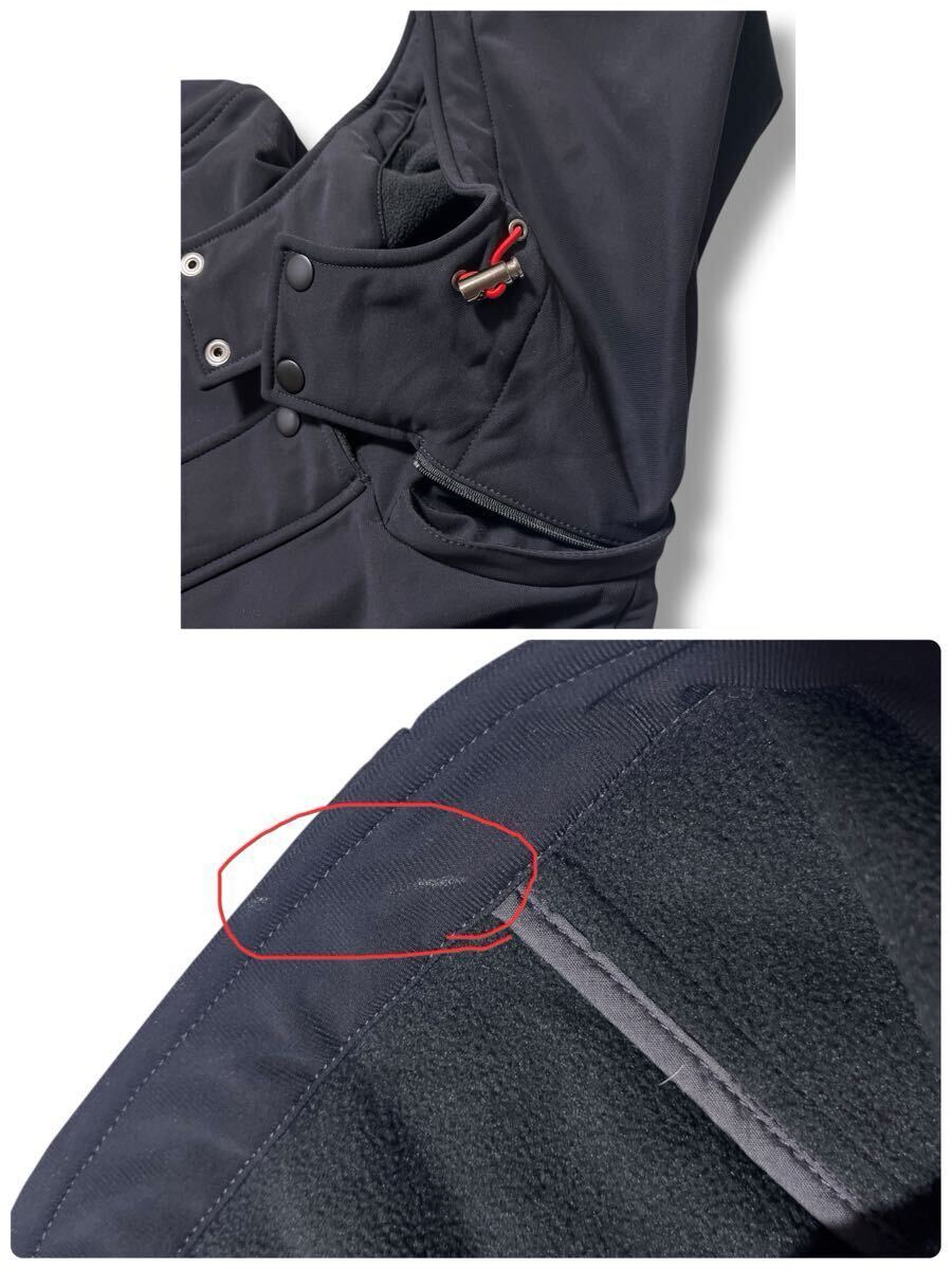 G-stage フーディーロングコート ブラック50 ●洗濯プレス済● ジーステージ 黒 フード着脱可 ソフトシェル素材 裏フリース 防寒 古着/813_画像4