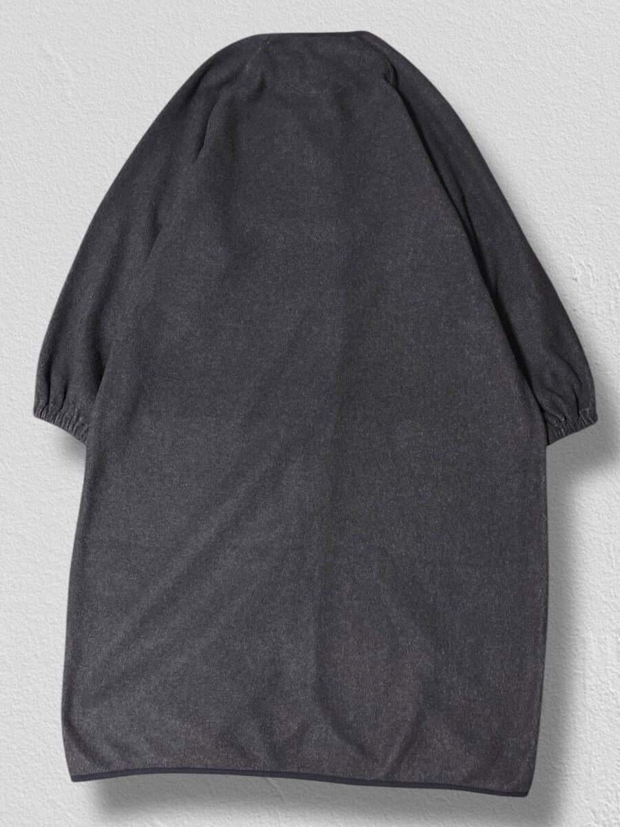 無印良品 ノーカラーフリースコート L チャコールグレー ●洗濯プレス済● MUJI 再生ポリエステル混 ロング丈 スナップボタン 古着/818_画像8