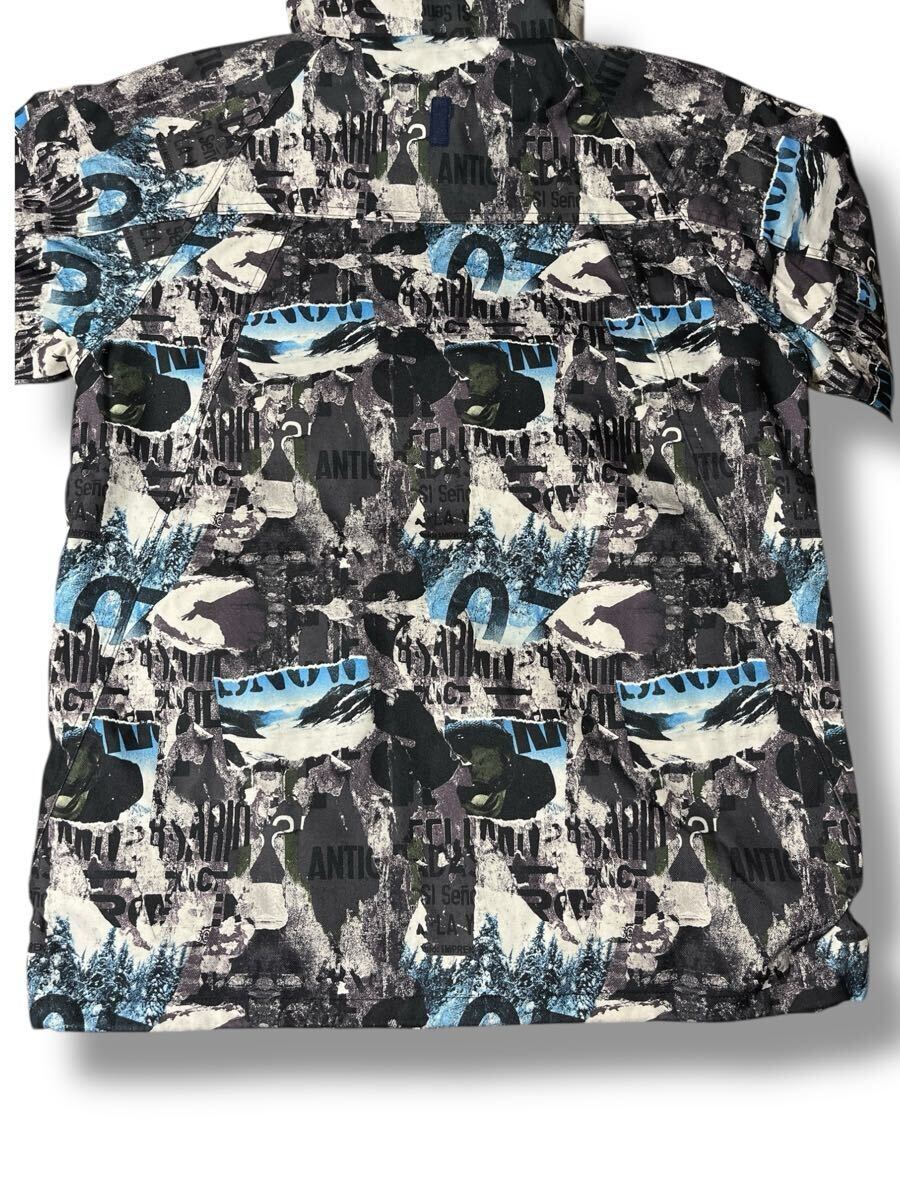 PONTAPES スノージャケットウェア ブルー×グラフィック柄 L ●洗濯プレス済● ポンタペス 中綿 アウター ウィンタースポーツ 古着/824_画像2