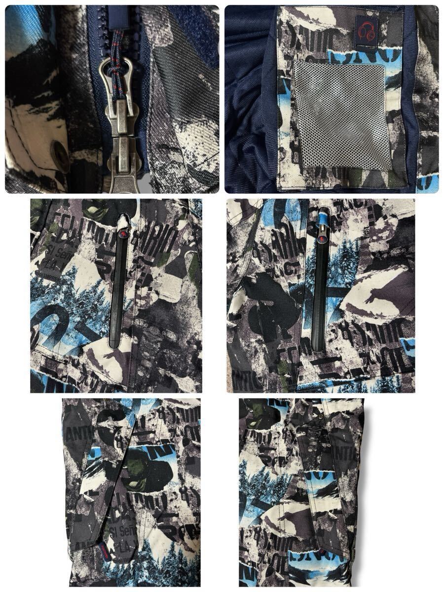 PONTAPES スノージャケットウェア ブルー×グラフィック柄 L ●洗濯プレス済● ポンタペス 中綿 アウター ウィンタースポーツ 古着/824_画像6