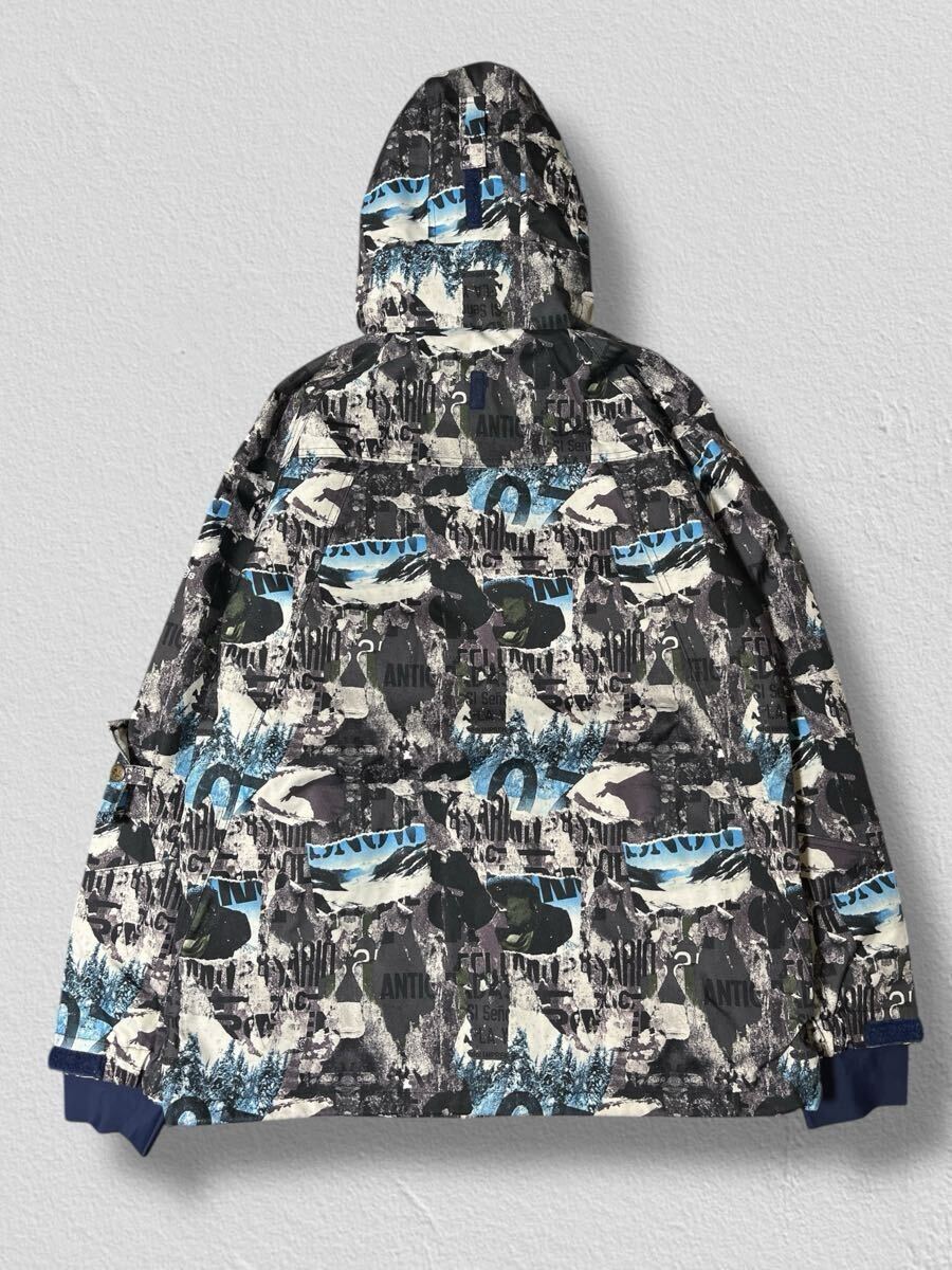 PONTAPES スノージャケットウェア ブルー×グラフィック柄 L ●洗濯プレス済● ポンタペス 中綿 アウター ウィンタースポーツ 古着/824_画像9
