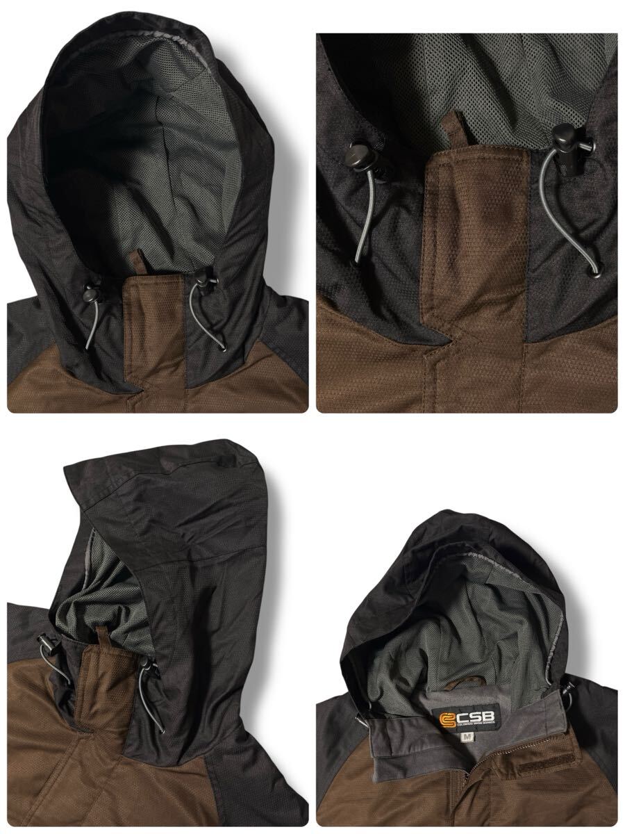CSB スノーウェアジャケット ブラック×ブラウン系 M ●洗濯プレス済● 中綿入り 防風 スキー スノボ ウィンタースポーツ 冬 古着/825_画像3