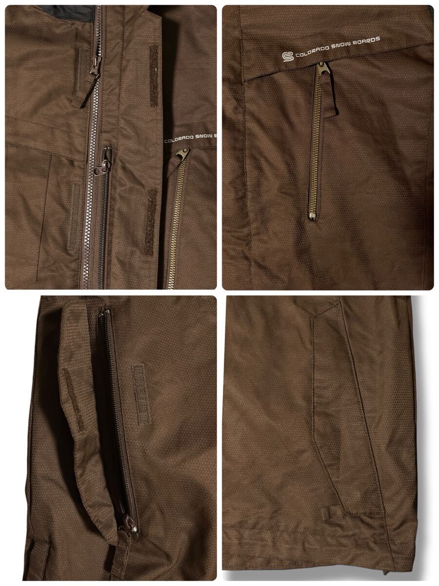 CSB スノーウェアジャケット ブラック×ブラウン系 M ●洗濯プレス済● 中綿入り 防風 スキー スノボ ウィンタースポーツ 冬 古着/825_画像4