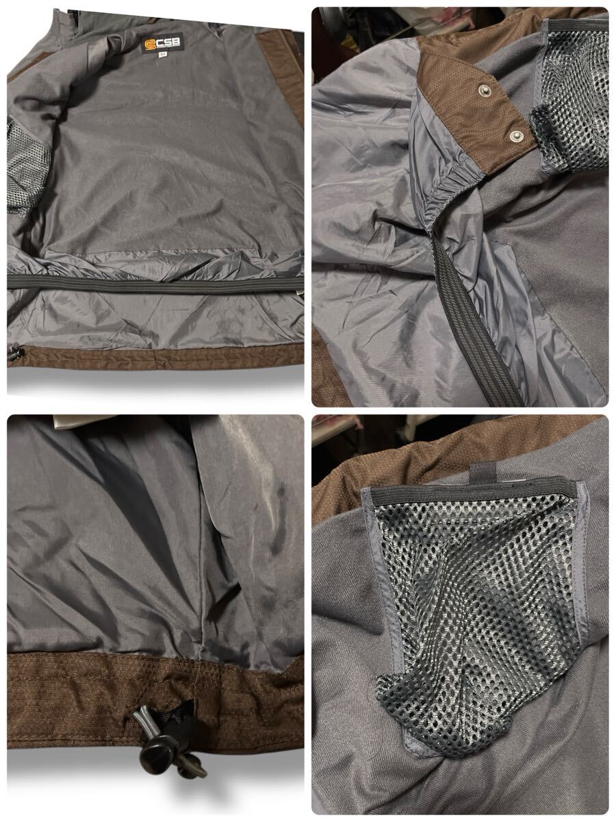 CSB スノーウェアジャケット ブラック×ブラウン系 M ●洗濯プレス済● 中綿入り 防風 スキー スノボ ウィンタースポーツ 冬 古着/825_画像7