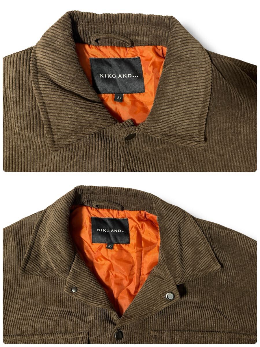 niko and… 中綿入りコーデュロイジャケット L ブラウン系 ●洗濯プレス済● ニコアンド キルティング裏地 コーデュロイ 冬 古着/828_画像3