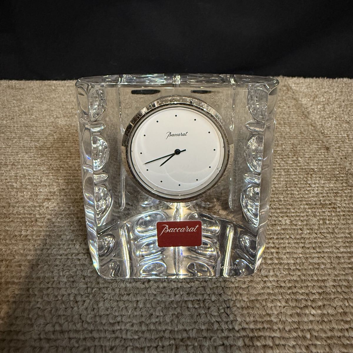 E792 A■ Baccarat バカラ　クリスタル　スモールクロック エキノックス　置時計　クォーツ_画像1
