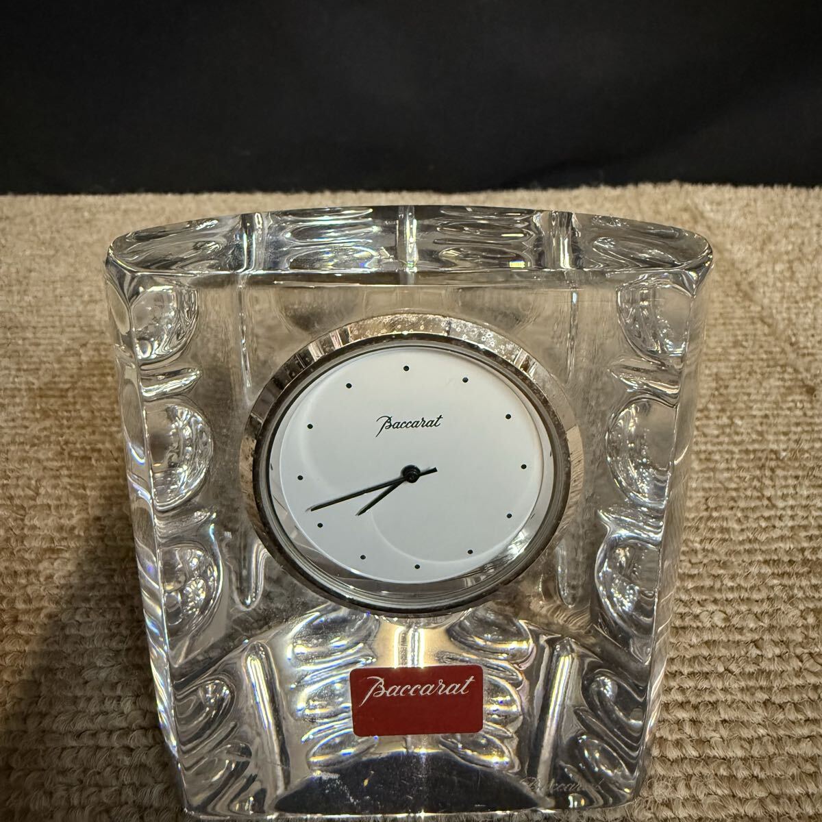 E792 A■ Baccarat バカラ　クリスタル　スモールクロック エキノックス　置時計　クォーツ_画像2