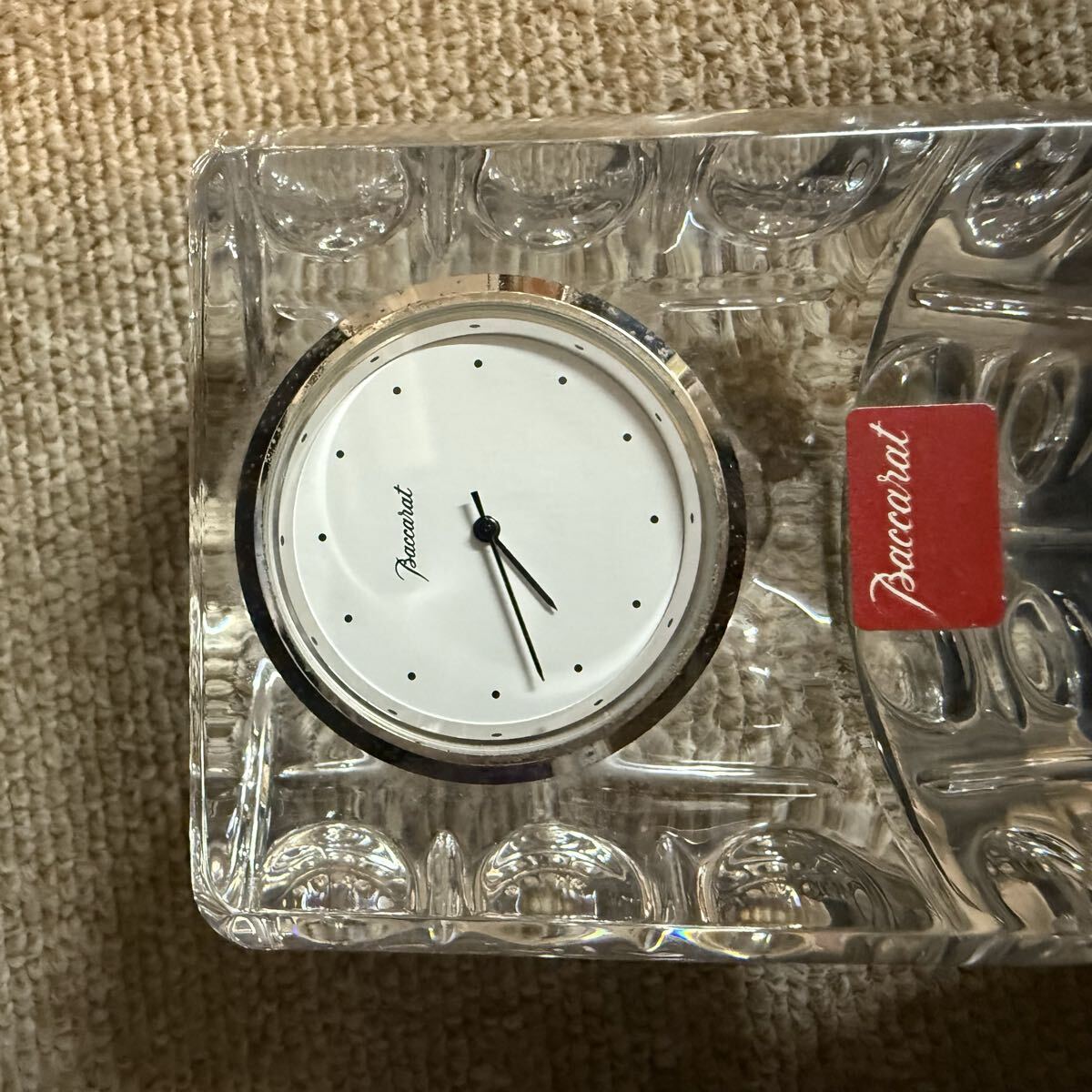 E792 A■ Baccarat バカラ　クリスタル　スモールクロック エキノックス　置時計　クォーツ_画像9