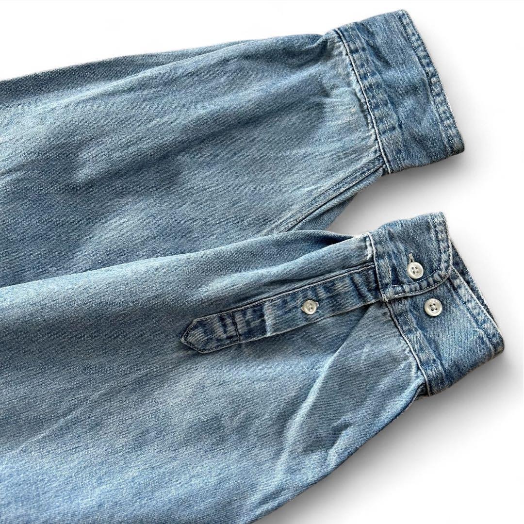 90s ディズニー Disney 刺繍デニムシャツ プーさんと仲間たち 長袖 シャツ vintage Winnie The Pooh メンズ XL 古着 / 2789_画像5