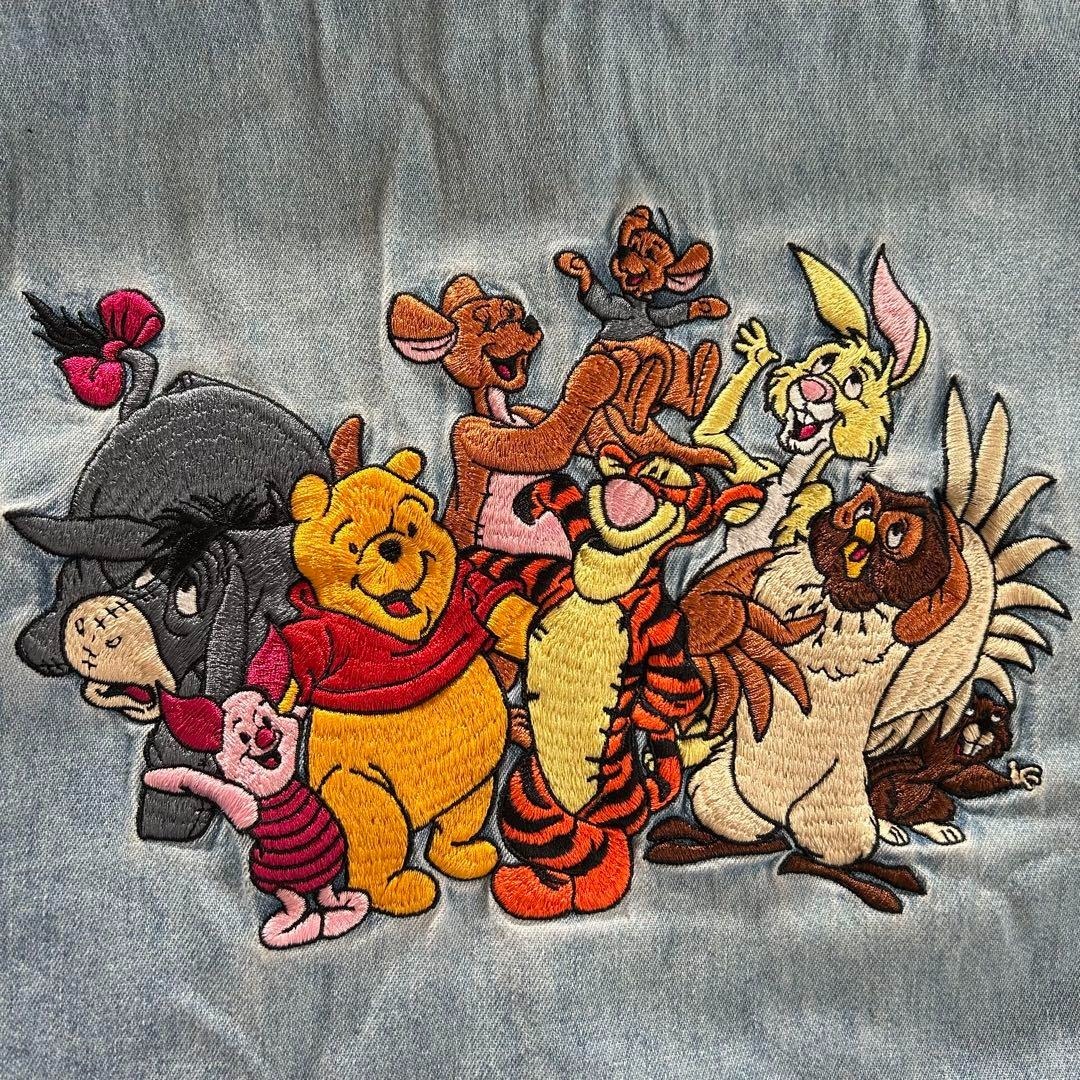 90s ディズニー Disney 刺繍デニムシャツ プーさんと仲間たち 長袖 シャツ vintage Winnie The Pooh メンズ XL 古着 / 2789_画像8